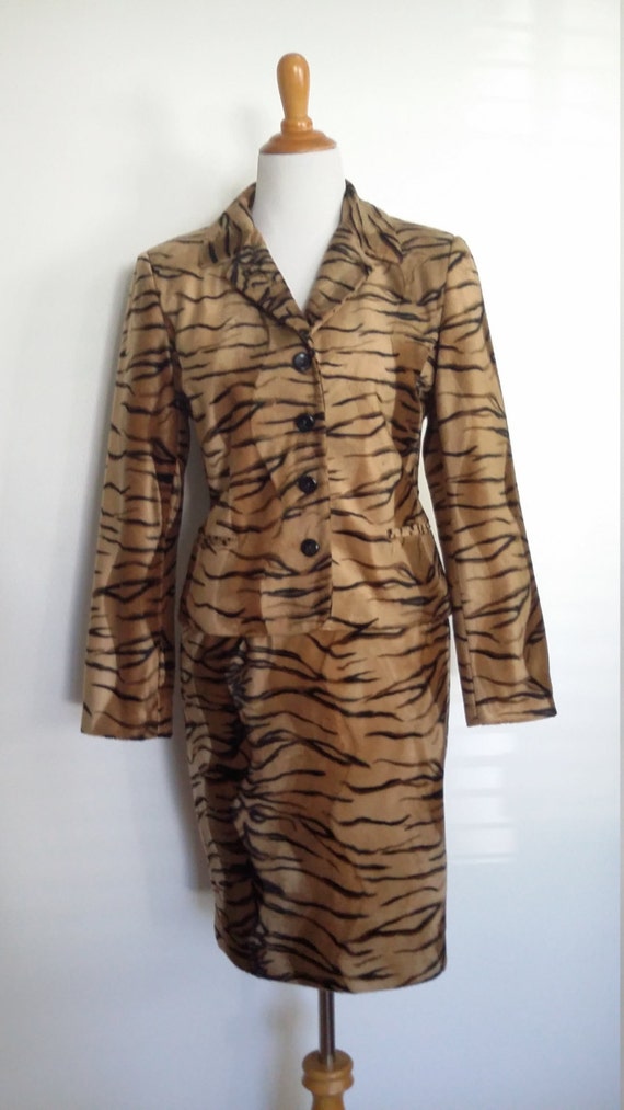 Harve Bernard suit S M animal print suit faux fur suit