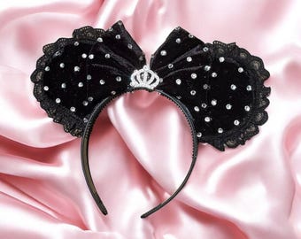 Black Bling Mouse Ears Headband