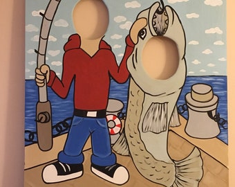 Fisherman Photo Prop wooden, Fishing Photo Op, Fisherman Birthday Party  Cutout, Outdoor Decoration and Yard Art 