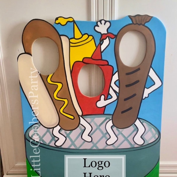 Hot dog Wooden Photo Booth Prop, Holiday, Party, and Festival Face in Hole Photo Op Standin, Outdoor Decorations, Sausage cutout,