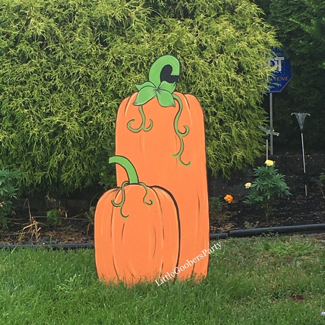 Hand Painted Wooden Pumpkin - Fall Outdoor Decoration - Etsy