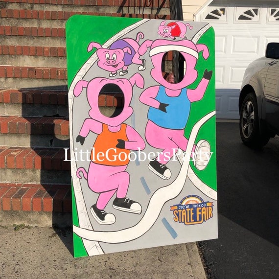 Pig Racing Wooden Photo Op Prop, Large Festival Photo Booth Prop