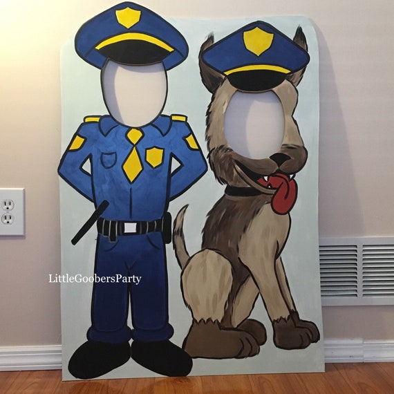 Police Man Photo Prop Personalized wooden cutout 1 Hand Painted Face in