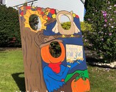 Fall outdoor Photo Op Prop, Large Festival Photo Booth Prop, Wooden Fall Decorations, Halloween Decorations, Pumpkin, scarecrow, Owl cutout