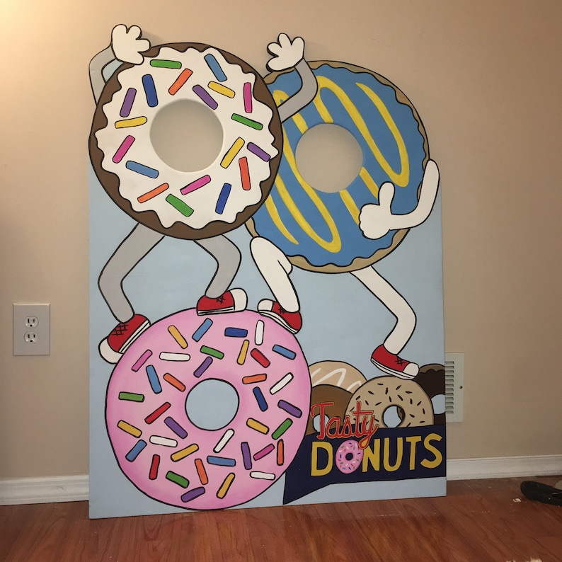 Donut Display Board Birthday Photo Booth Prop Festival Face Etsy