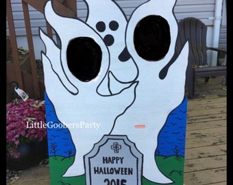 Halloween Wooden Photo Booth Prop . Ghost Photo Op . Halloween party Cutout, Outdoor decoration, Fall Festival Board, outdoor yard art