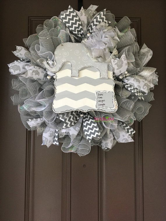 Items Similar To Deluxe Gender Reveal Burlap Baby Wreath Hospital
