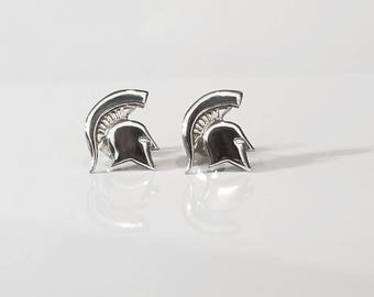 Michigan State Spartan Stud Earring Sterling Silver Mini-Mini Size .35" tall