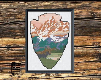 Grand Teton National Park Cross Stitch PDF PATTERN | Chart | Instant Download | Embroidery | XStitch | Modern | Pattern Keeper Compatible