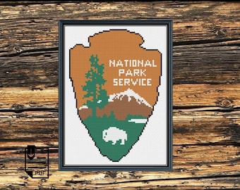 National Park Service Logo Cross Stitch PDF PATTERN | Chart | Instant Download | Embroidery | XStitch | Modern | Pattern Keeper Compatible