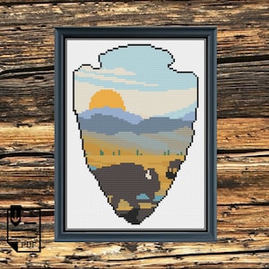 Bison - Yellowstone National Park Cross Stitch PDF PATTERN | Chart | Instant Download | Embroidery | XStitch | Pattern Keeper Compatible