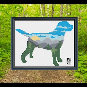 Wandern Labrador Retriever Kreuzstich PDF MUSTER | Schaubild | Sofortdownload | Stickerei | Kreuzstich | Modern | Pattern keeper Kompatibel