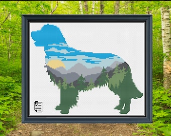 Hiking Golden Retriever Cross Stitch PDF PATTERN | Chart | Instant Download | Embroidery | XStitch | Modern | Pattern Keeper Compatible