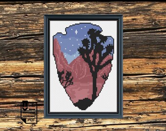 Joshua Tree National Park Cross Stitch PDF PATTERN | Chart | Instant Download | Embroidery | XStitch | Modern | Pattern Keeper Compatible