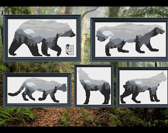 Woodland Predator Bundle Cross Stitch PDF PATTERN | Chart | Instant Download | Embroidery | XStitch | Modern | Pattern Keeper Compatible
