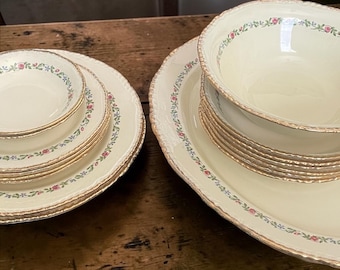 Vintage Ridgways Staffordshire Floral Dinnerware 22kt