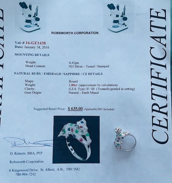 Estate Gemstone Panther / Leopard  ring / ruby em… - image 10