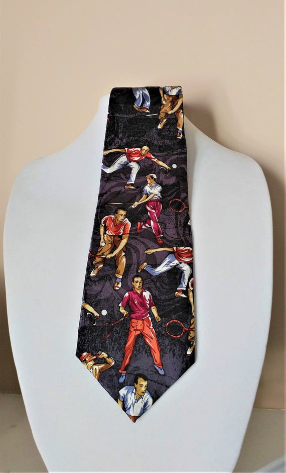 TENNIS  Rossetti Uomo SILK NECKTIE / Vintage Wide… - image 1