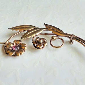 Vintage Gold Filled FLORAL AMETHYST Rhinestone PIN / Brooch / 1/20 12K G.F / vintage jewelry / gift boxed