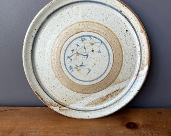 Vintage Art Pottery Large Plate, Organic Look with Abstract Dogwood Flowers