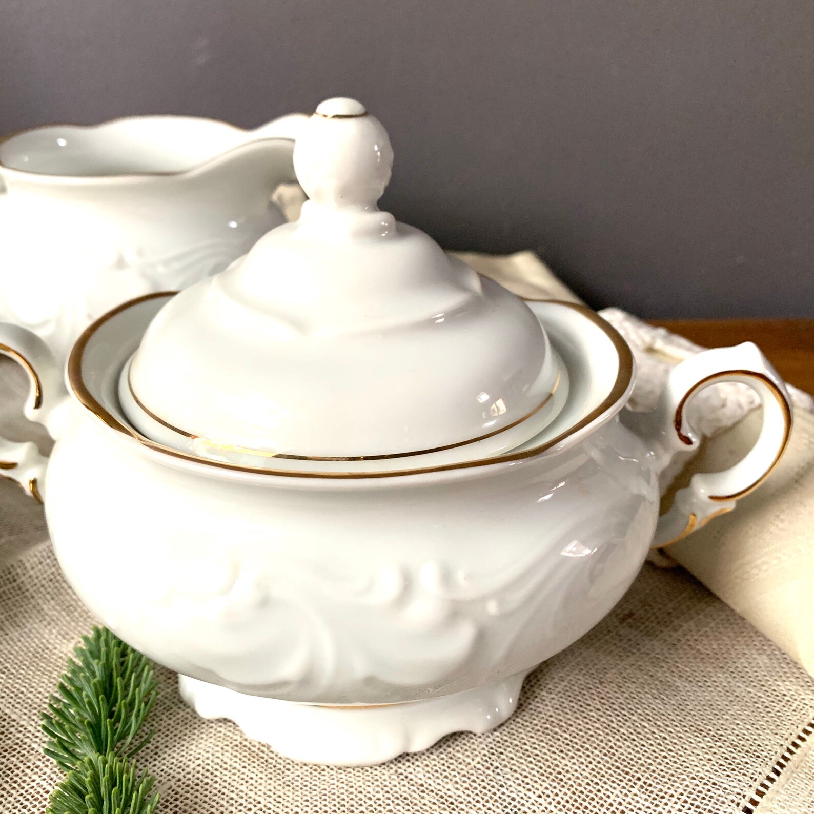 White and Gold Rim Tea Set Porcelain Trio Cup Saucer and Etsy