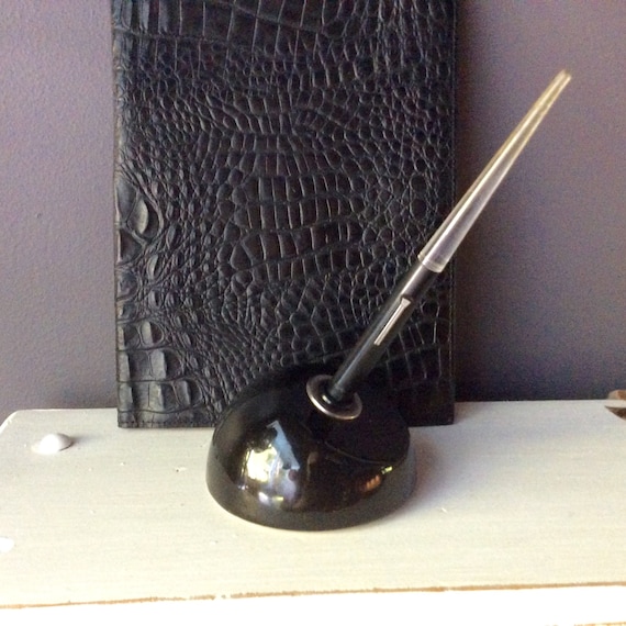Esterbrook Fountain Pen With Black Ball Ceramic Holder Desk Etsy
