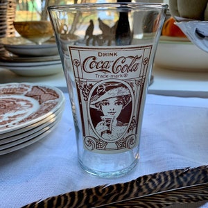 Coca Cola Tumbler Glasses Set of 5, Vintage 1980s Tumbler Glass,  Bar Glasses