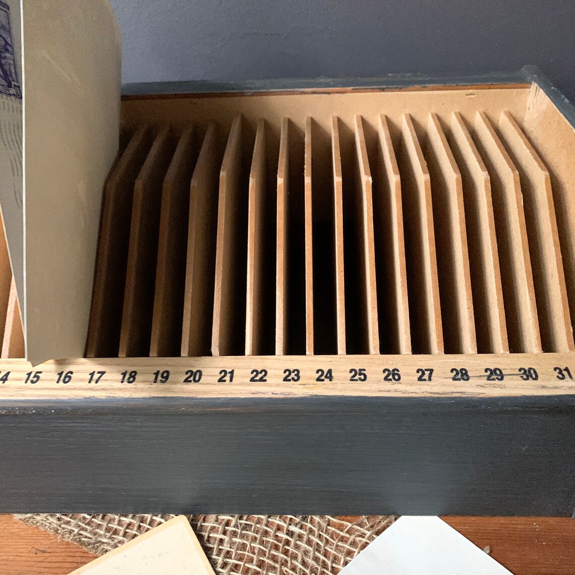 Desk Top Mail Organizer with Ruller Wooden Letter Holder Etsy