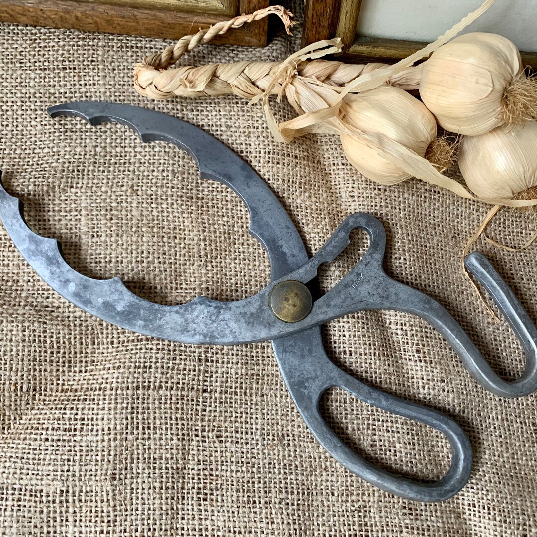 Vintage Roast Holding Tongs, Made in Italy, Metal Adjustable Scissors