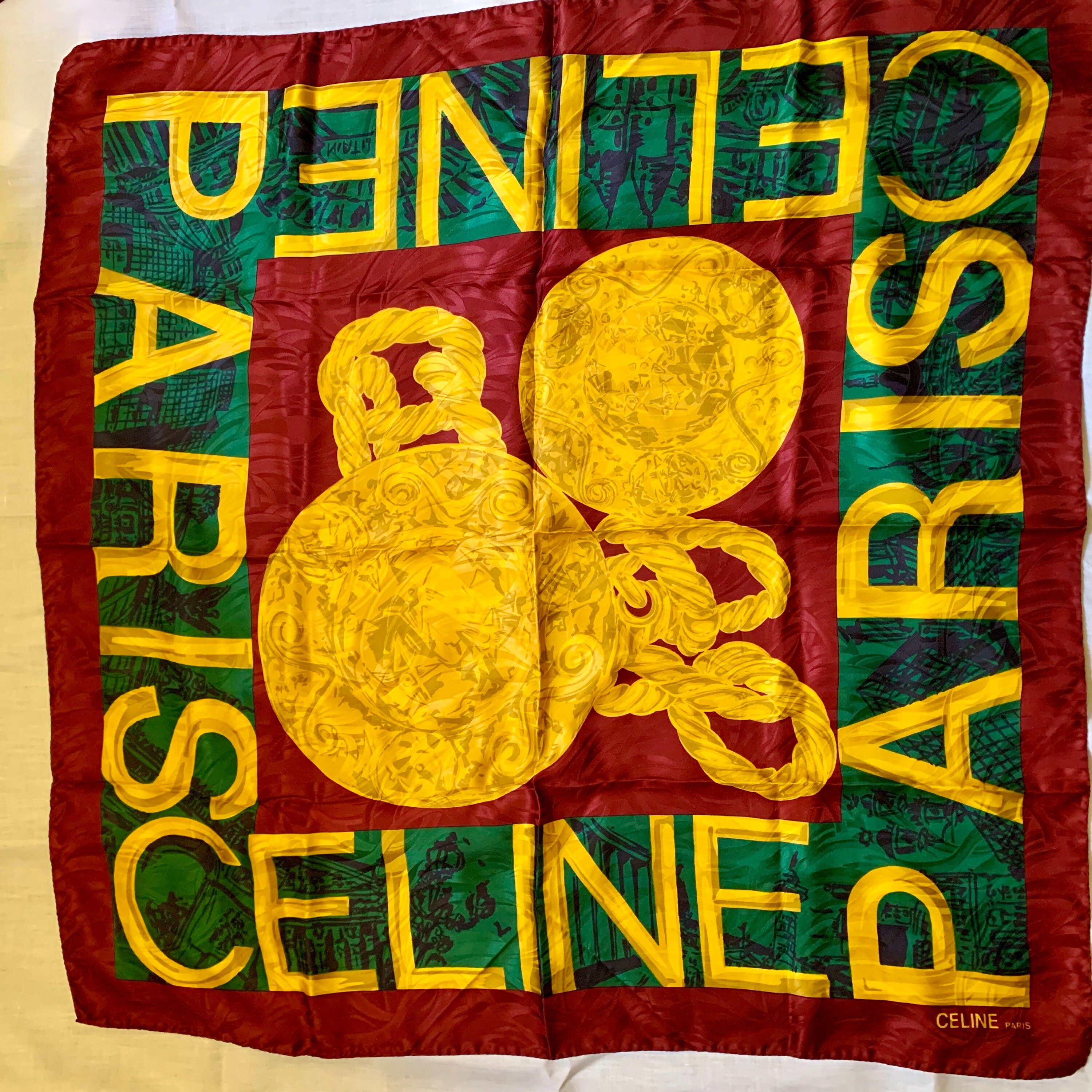 Vintage Celine Paris Silk 100% Scarf 34x34 Made in Italy - Etsy