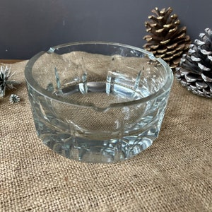 Vintage French Cut Crystal Ashtray: Heavy Faceted Glass, 6.5&quot;