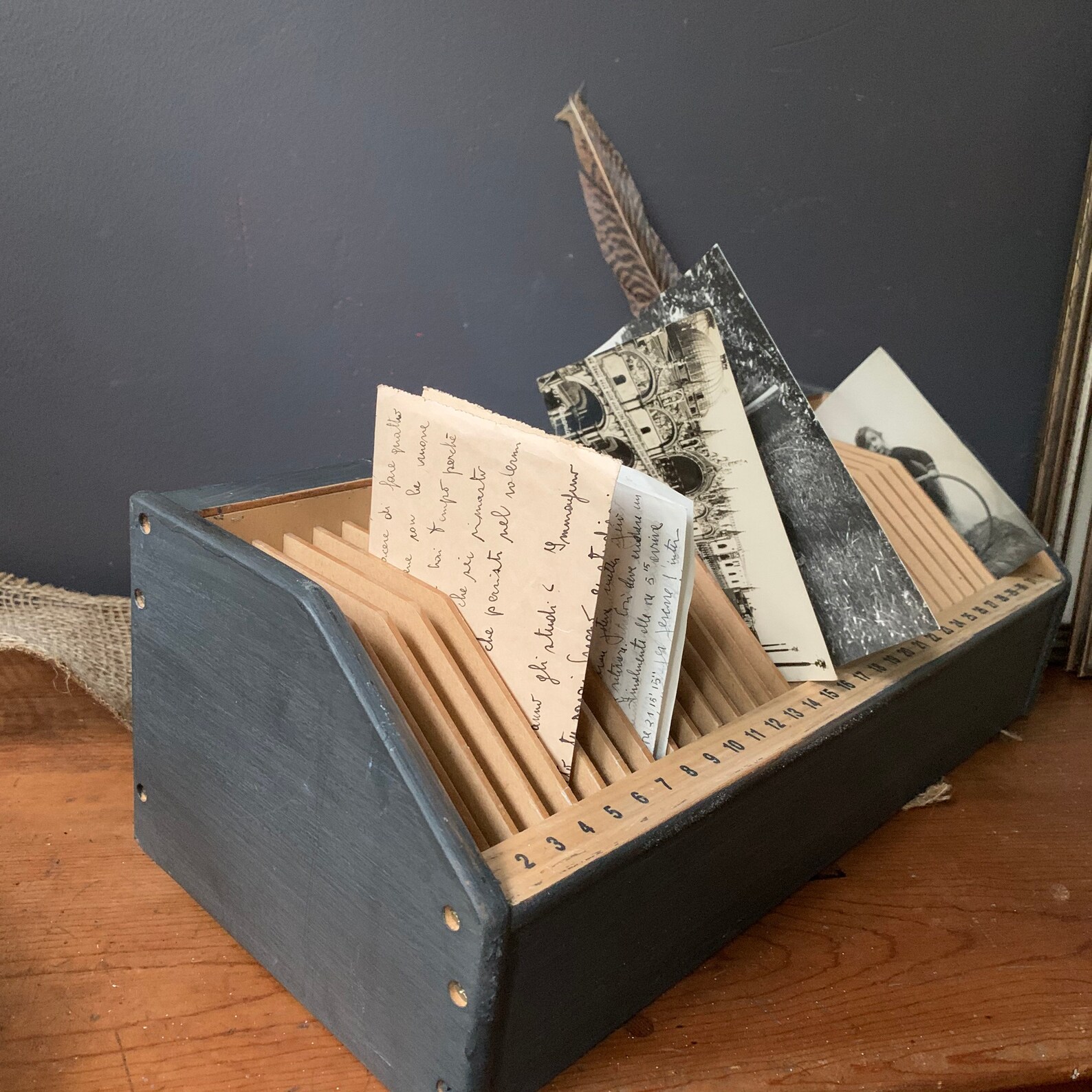 Desk Top Mail Organizer with Ruller Wooden Letter Holder Etsy