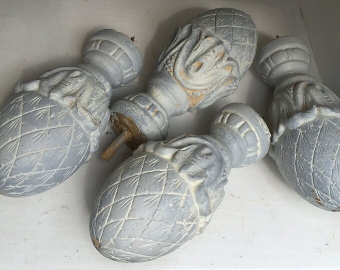 Pineapple Finials Curtain Rod Finial Grey Cream Salvage Etsy