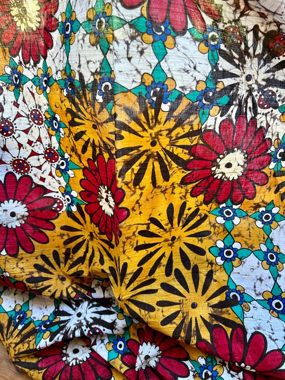 Real Batik Fabric, Floral Sarong, Colorful Pareo