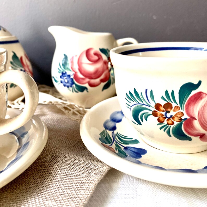 Vintage Polish Pottery Cup and Saucer Coffe Set 5 Piece Etsy