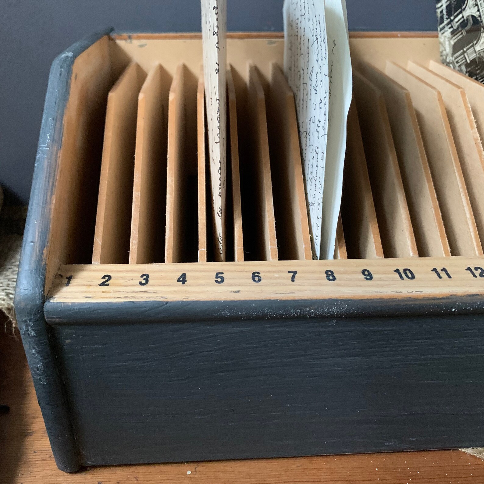 Desk Top Mail Organizer with Ruller Wooden Letter Holder Etsy