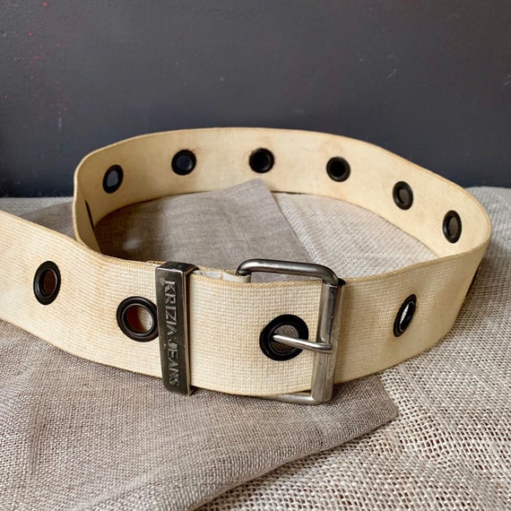 Women's White and Beige Canvas Belt – Wow Me More
