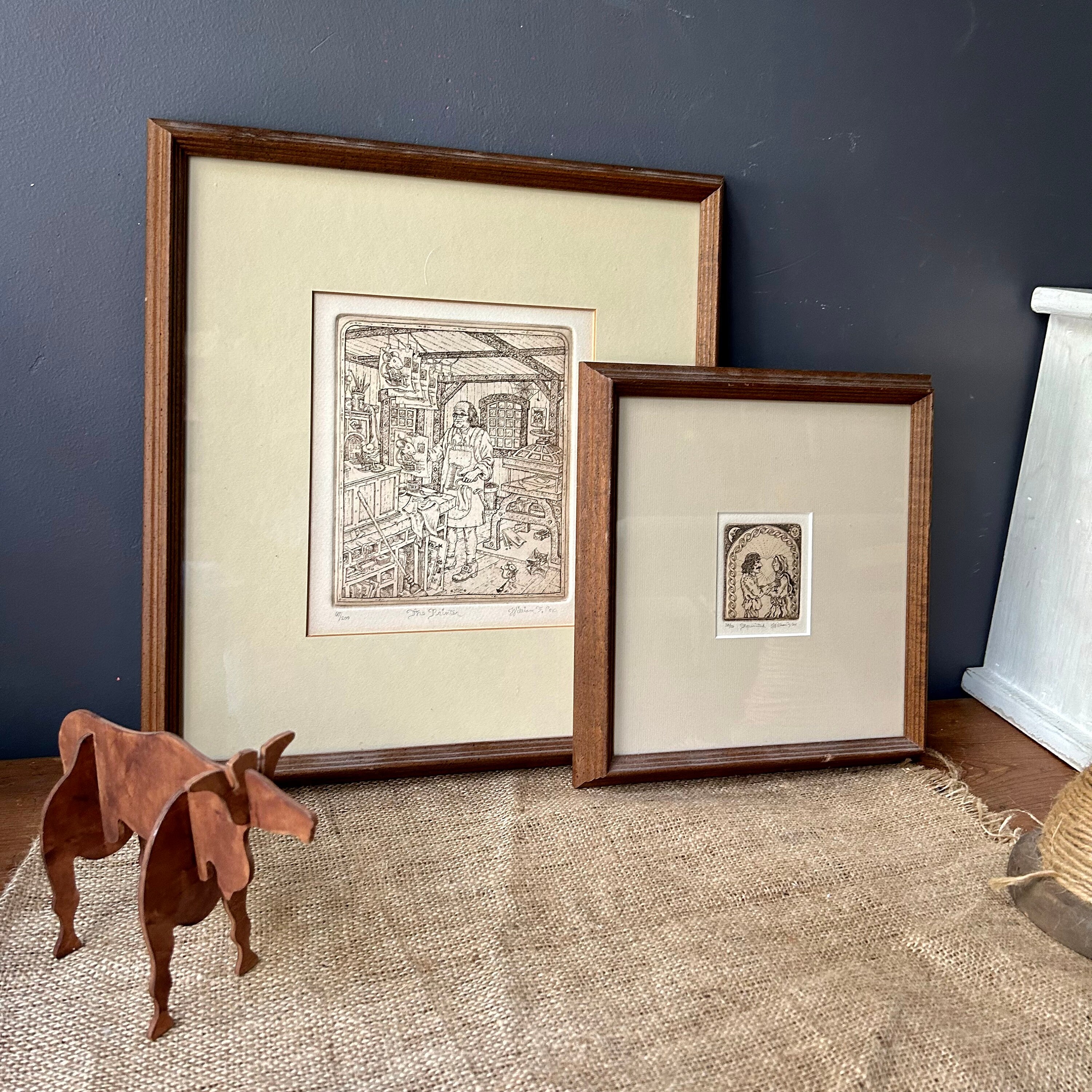 William F. Fox Etchings Set: Signed Copperplate Prints, 