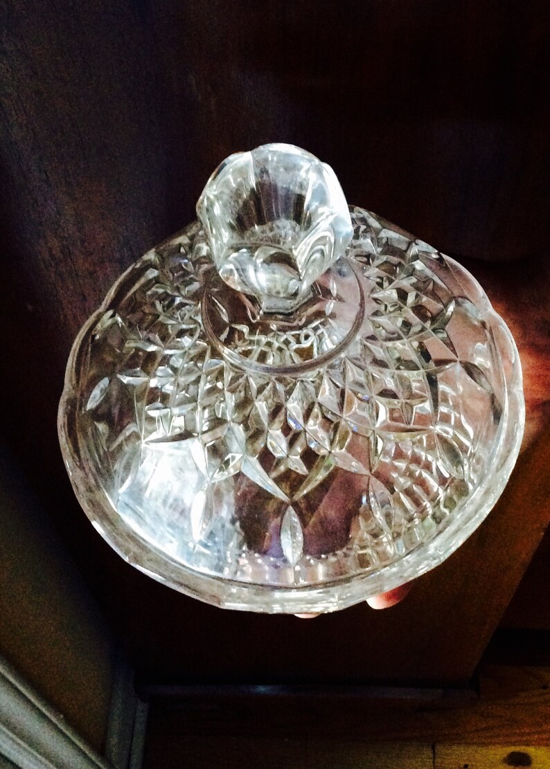 Lead Crystal Bowl Covered Glass Candy Dish & Lid Vintage Etsy