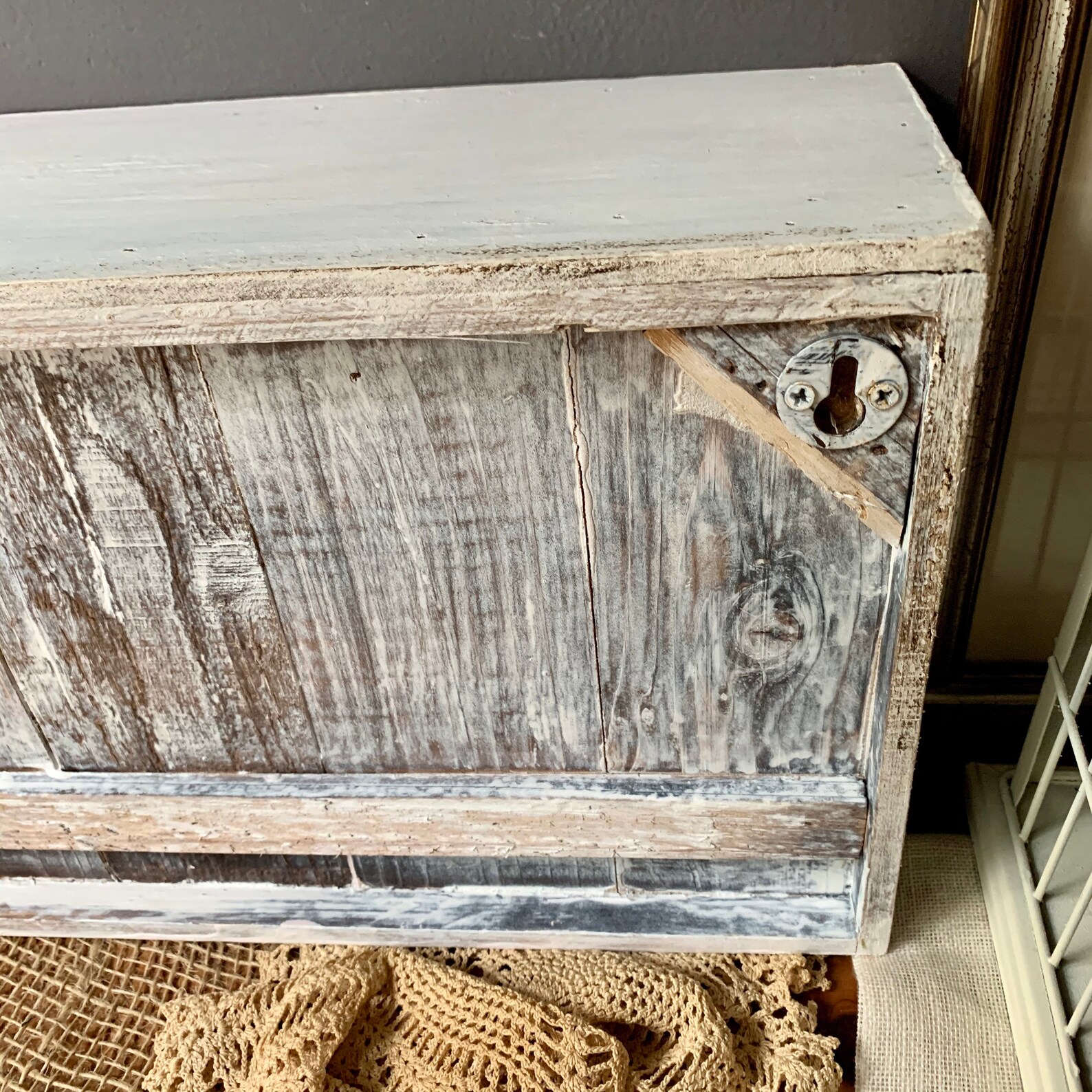 White Distressed Wooden Coat Rack Farmhouse Wood Shelf Etsy