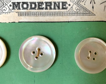 Vintage Very Large Mother of Pearl Buttons, 1" Set of 12, Sewing Supplies Collection