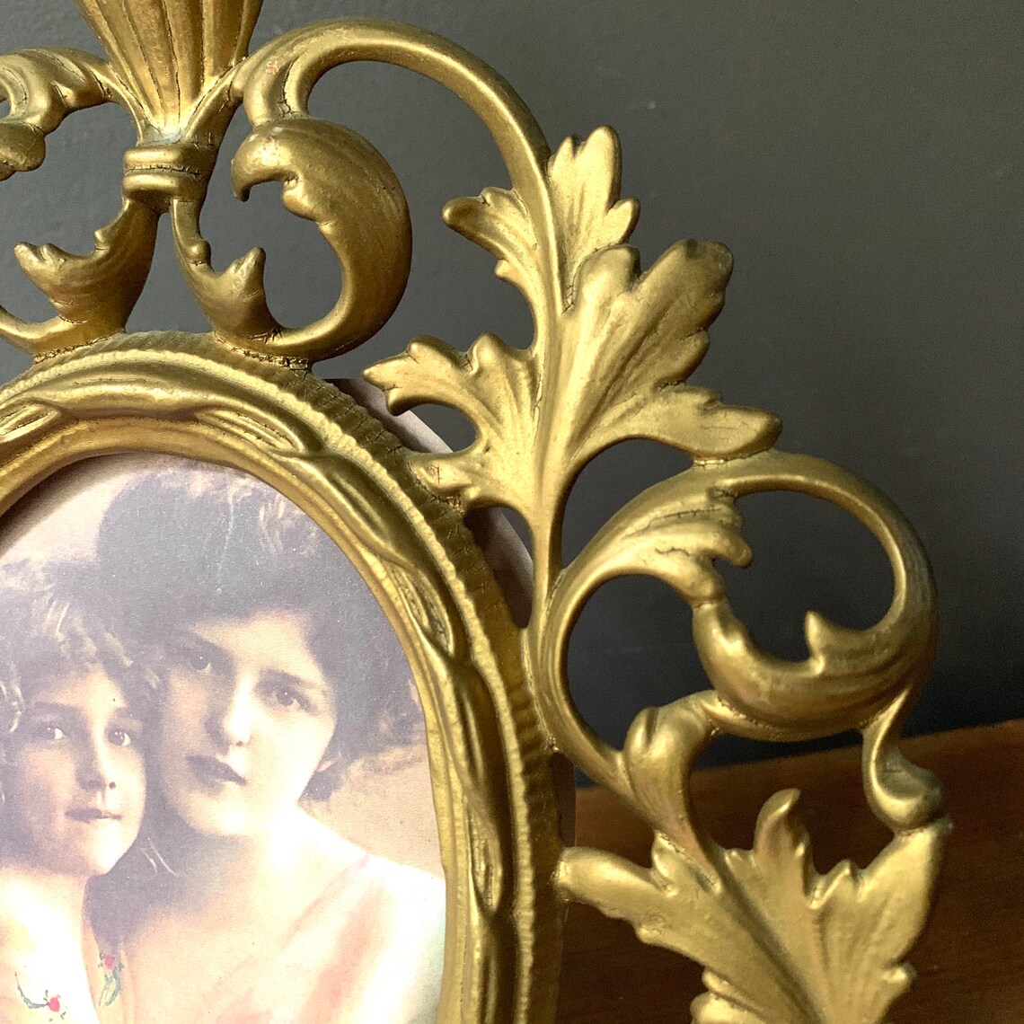 Antique Oval Frame Decorative Brass Bronze Photo Frame Art Etsy