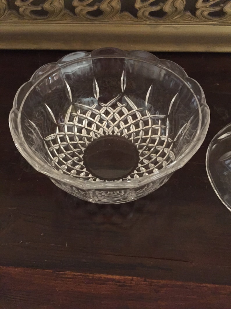 Lead Crystal Bowl Covered Glass Candy Dish & Lid Vintage Etsy