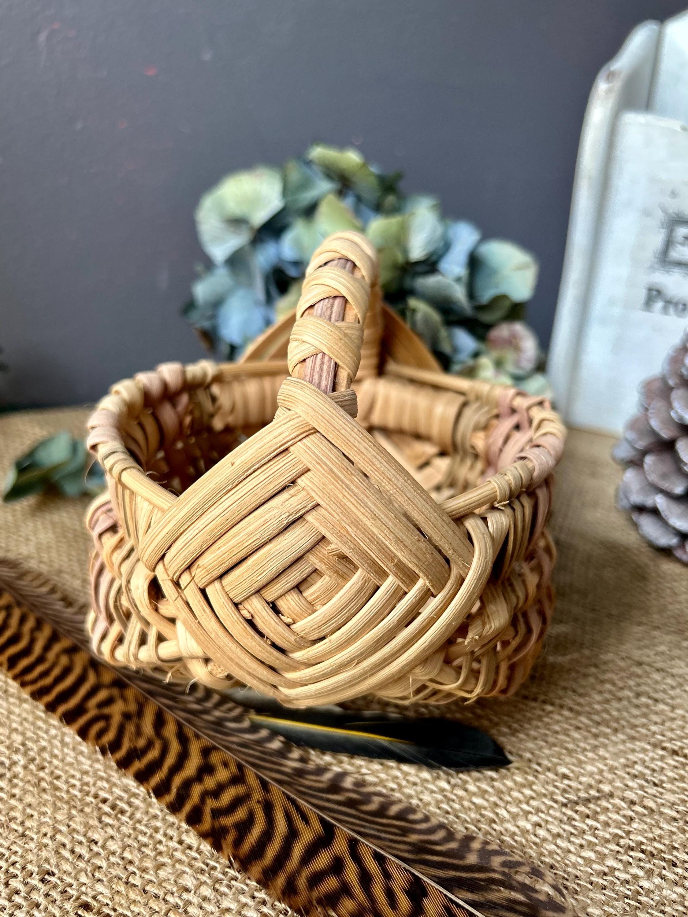CDL Hand Stitched Mini Basket ベージュ Handwoven Splint Wood Basket: Small French Farmhouse Decor - Etsy