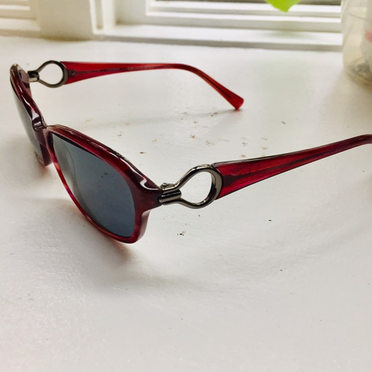Vintage Cole Haan Sunglasses, Red Amber Color Frame, Dark 