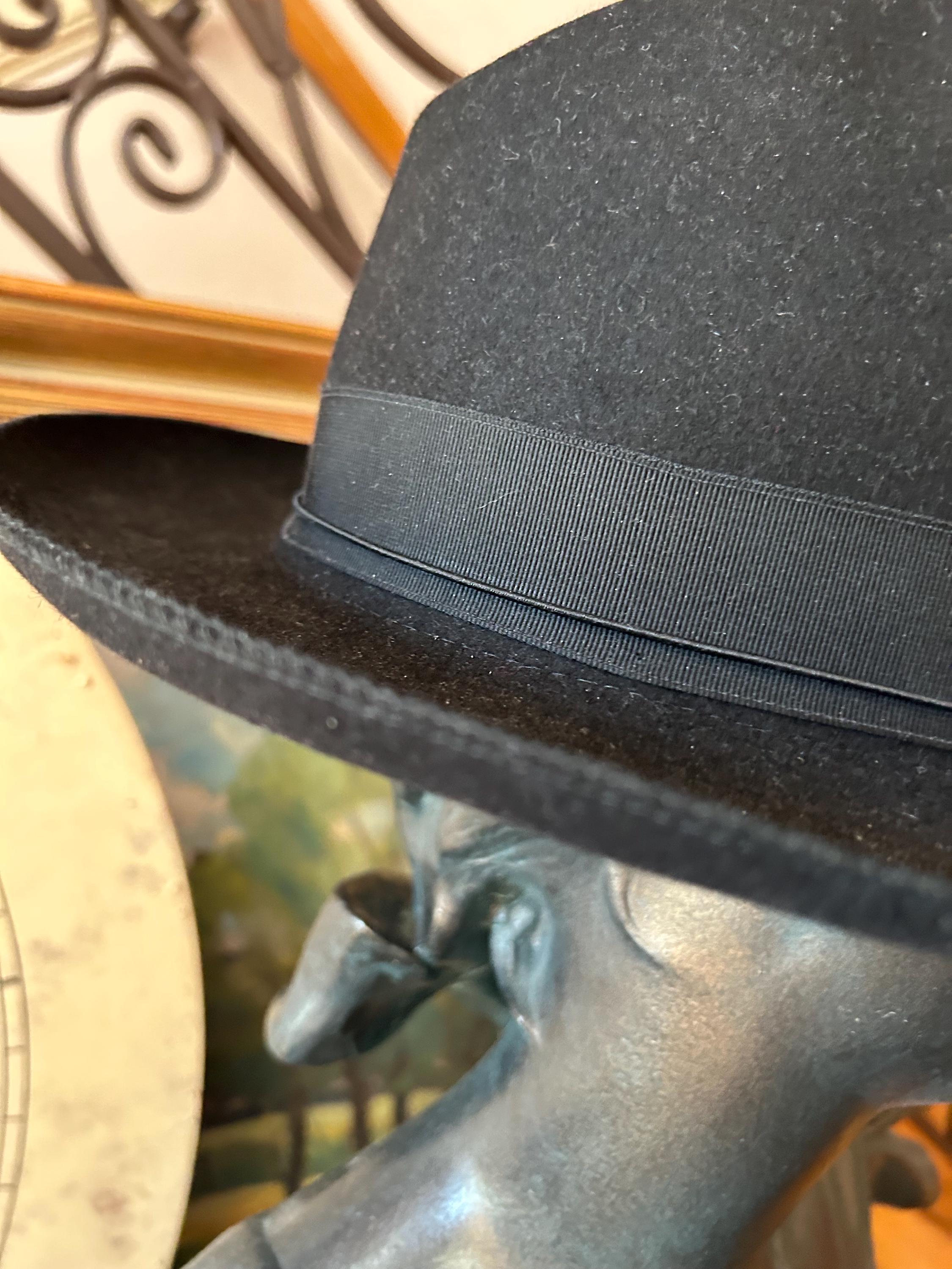 Vintage Authentic Borsalino Fedora Hat, Black Soft Felt, Made in