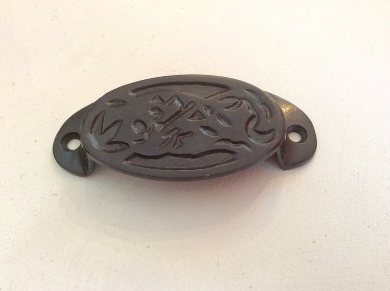 Black Iron Drawer Pulls Small Bin Pulls In Cast Iron Furniture Etsy