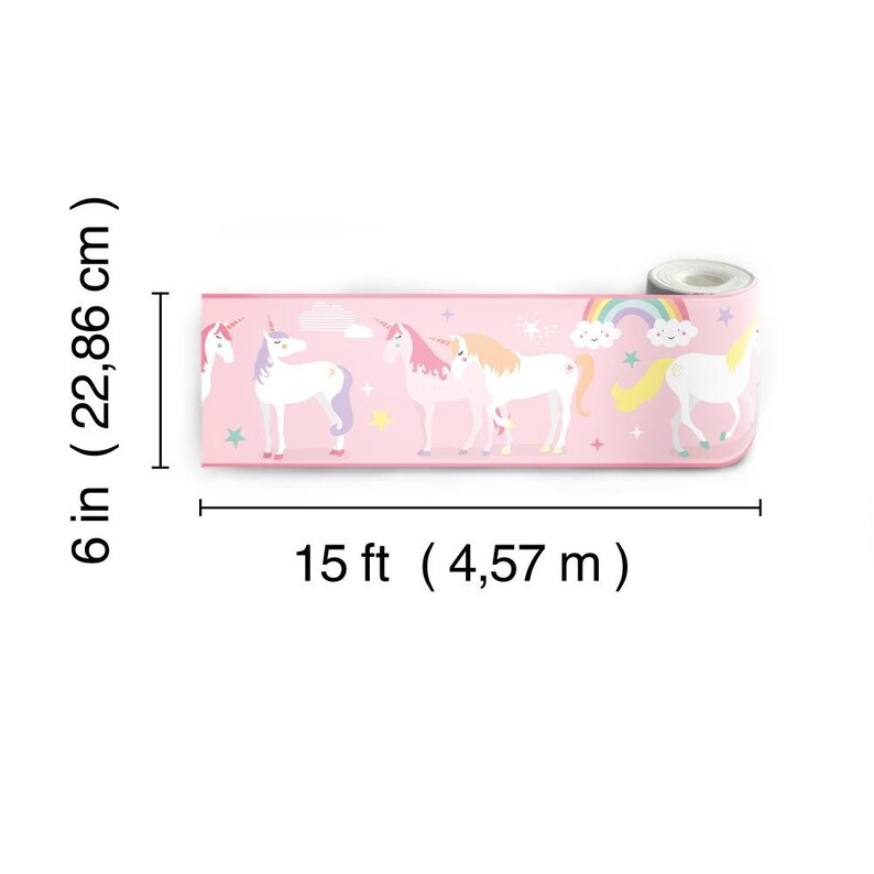 Magical Unicorn Peel And Stick Wall Border Wallpaper Kids Room Etsy