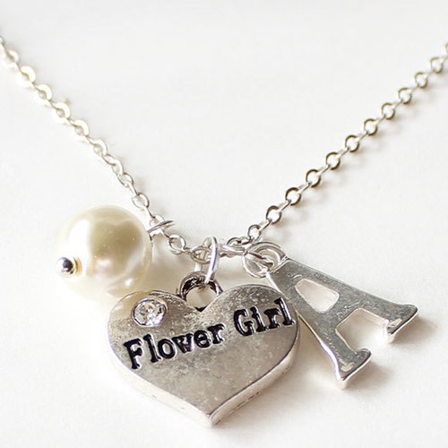 Personalized Flower Girl Necklace Flower Girl Gift Wedding Etsy