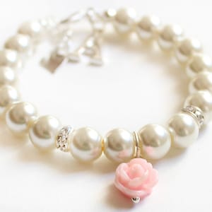 Pearl flower girl bracelet, personalized flower girl gift, wedding gift, bridal party, will you be my flower girl bracelet image 2